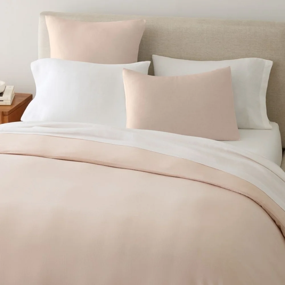 ❤️BUY 2 GET 1 FREE West Elm European Flax Linen Duvet Cover, King,Shell Pink